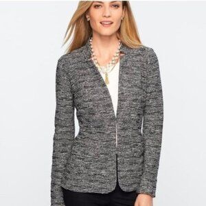 Talbots Black and White Berkeley Tweed Knit Blazer